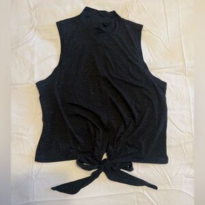 lululemon athletica | Black Speckled Tie-Front Sleeveless high neck Tank